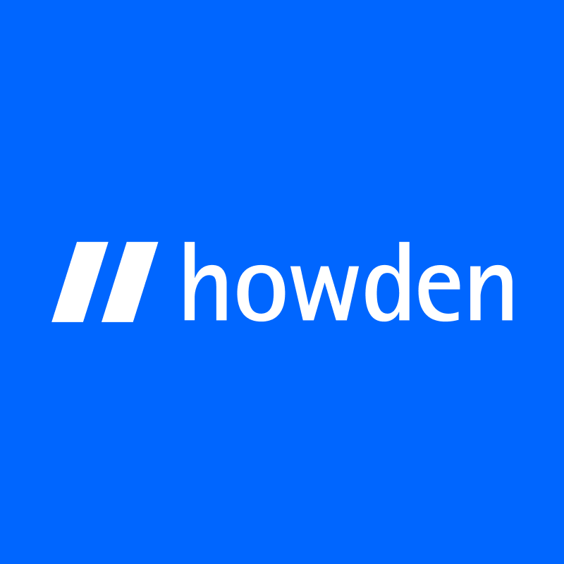 howden logo negative on blue background