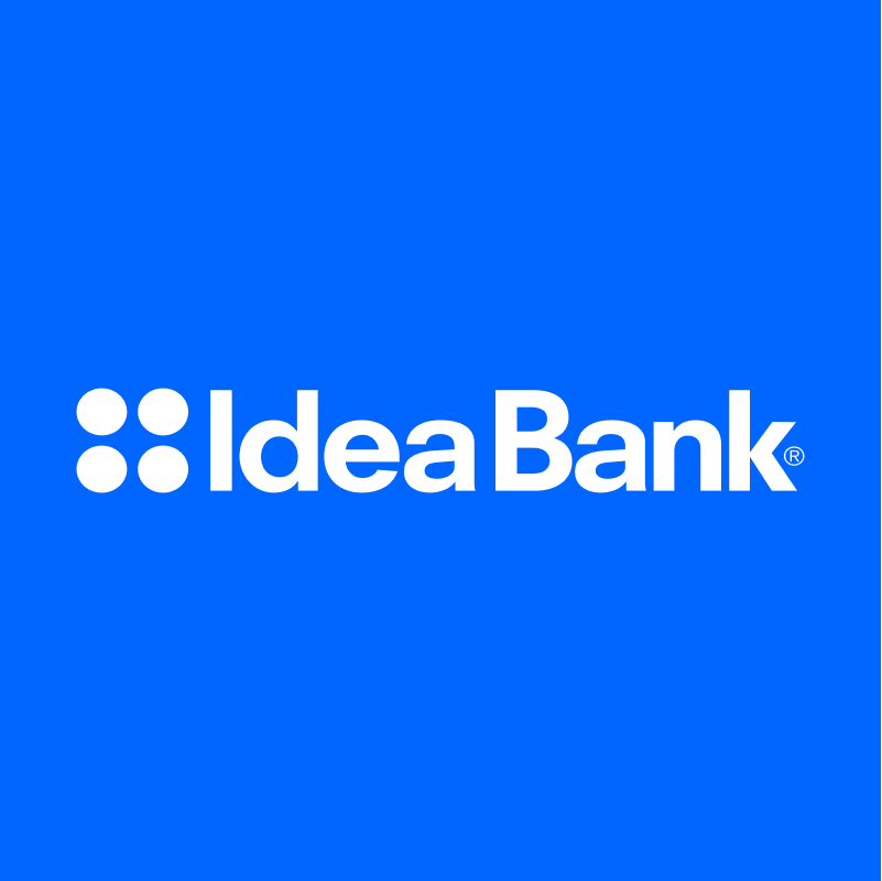 idea bank logo negative on blue background
