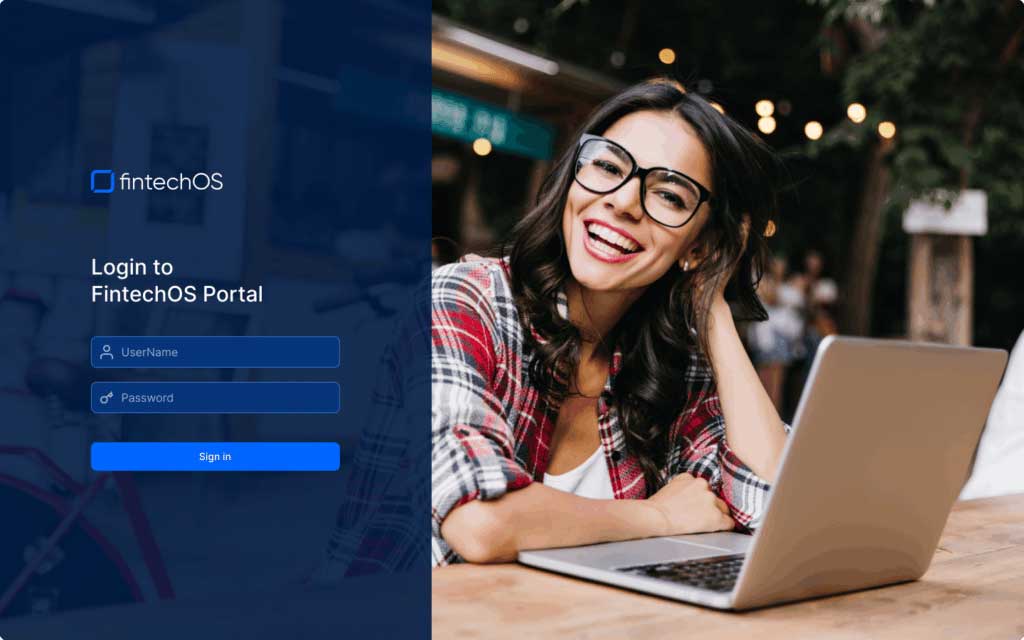 FintechOS portal login screen