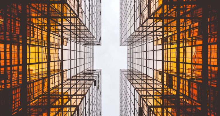 Orange-tinted building
