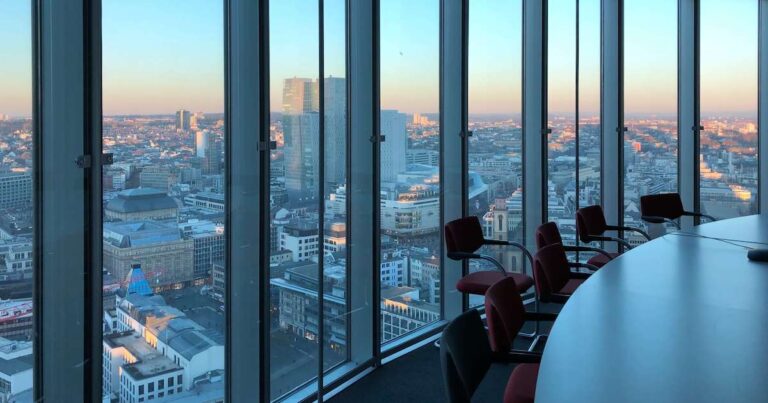 Conference room overlooking city